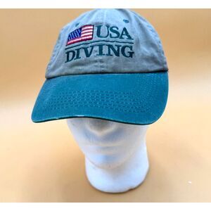 USA Diving‎ Team Cap Adult Strapback Vintage Beige Olympics Waxed American Flag